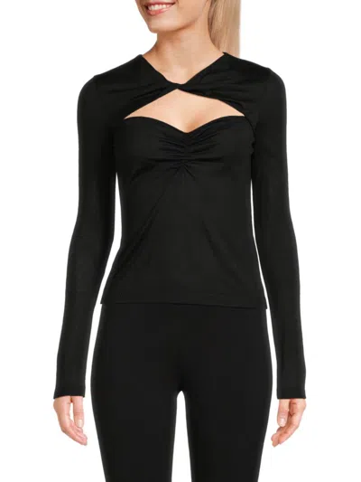Shop Giambattista Valli Women's Cut Out Cashmere & Silk Blend Top In Black