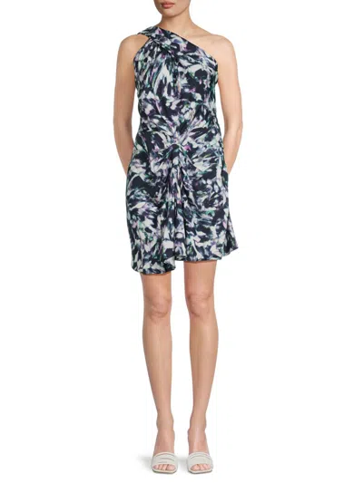 Shop Iro Women's Kevals Print One Shoulder Mini Dress In Navy Multi