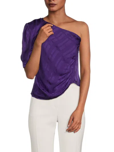 Shop Iro Women's Polk One Shoulder Ruffle Top In Purple