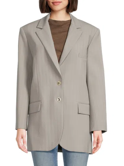 Shop Iro Women's Olapi Striped Virgin Wool Blend Blazer In Light Grey