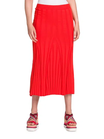 Shop Stella Mccartney Women's Wide Ribbed Midi Skirt In Red