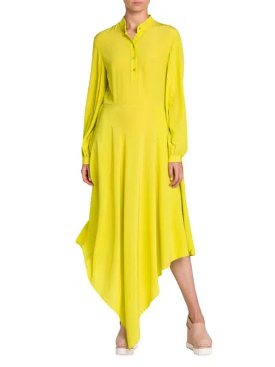 Shop Stella Mccartney Women's Asymmetric Silk Maxi Dress In Lime