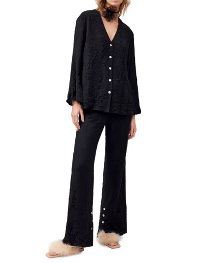 Shop Sleeper Women's Never Iron 2-piece Pajama Pant Set In Black