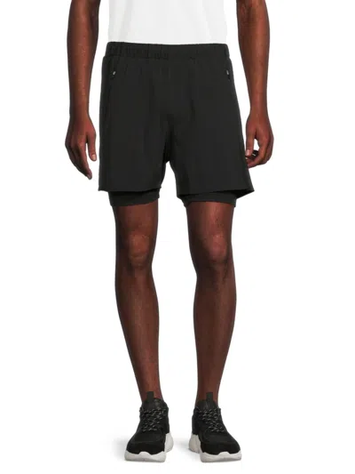 Shop Reiss Men's Stephen Double Layer Running Shorts In Black