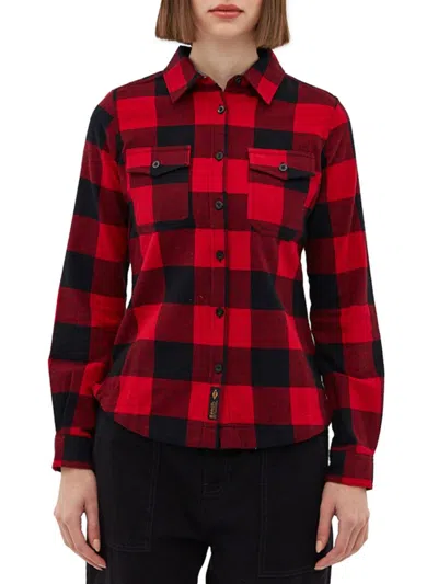 Bench Comyna Flannel Shirt In Black Red