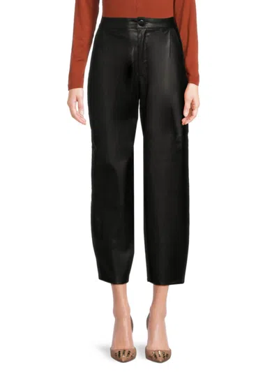 Shop Noisy May Women's Pallie Faux Leather Cropped Pants In Black