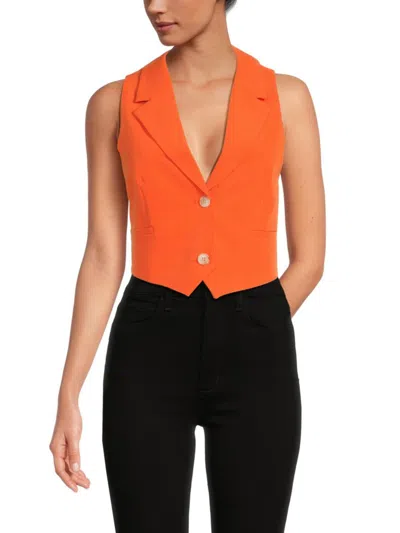Shop Something New Women's Lise Surplice Back Cropped Vest In Orange