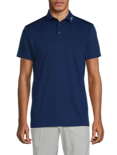 Shop J. Lindeberg Men's Regular Fit Logo Golf Polo In Estate Blue