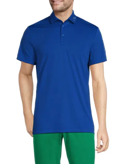 Shop J. Lindeberg Men's Solid Golf Polo In Nautical Blue