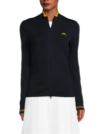 Shop J. Lindeberg Women's Almaida Tipped Zip Jacket In Navy