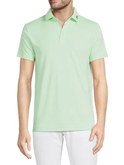 Shop J. Lindeberg Men's Logo Tech Golf Polo In Green