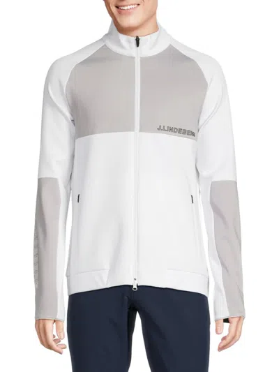 Shop J. Lindeberg Men's Lazarus Colorblock Zip Jacket In White