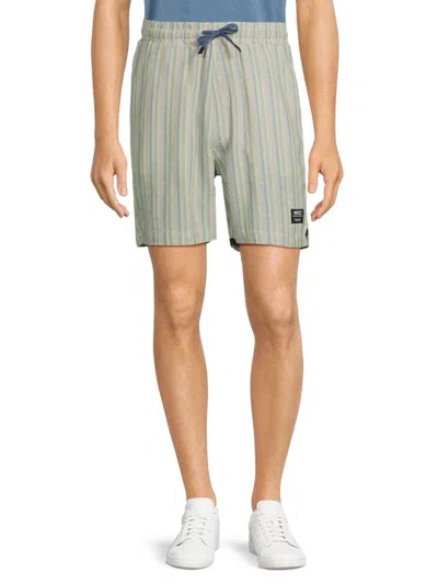 Shop Wesc Men's Stripe Drawstring Shorts In Elemental Green
