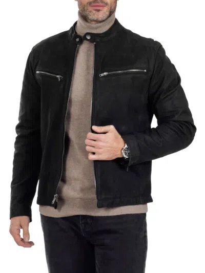 Shop Frye Men's Cafe Racer Lambskin Leather Jacket In Black
