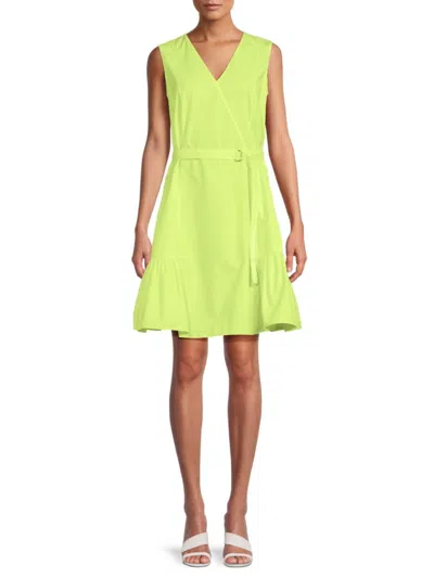 Shop Akris Punto Women's Wrap Mini Dress In Neon Yellow