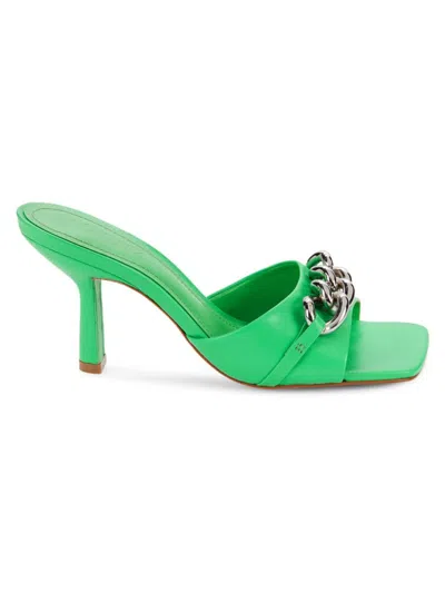 Shop Schutz Women's Ansley Chain Leather Sandals In Green