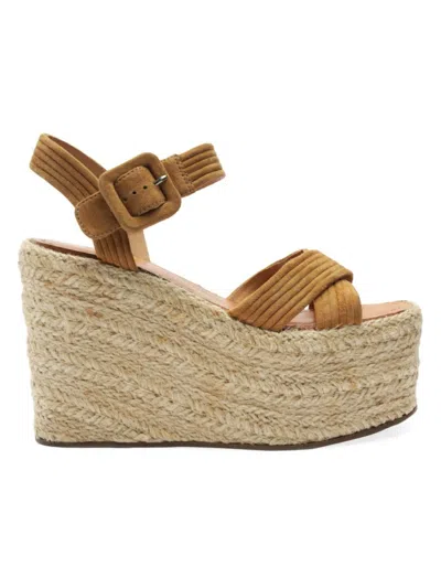 Shop Schutz Women's Blisse Suede Rope Trim Wedge Sandals In Caramel