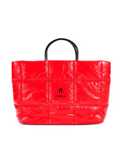 Shop Furla Women's Quilted Puff Tote In Grenadine