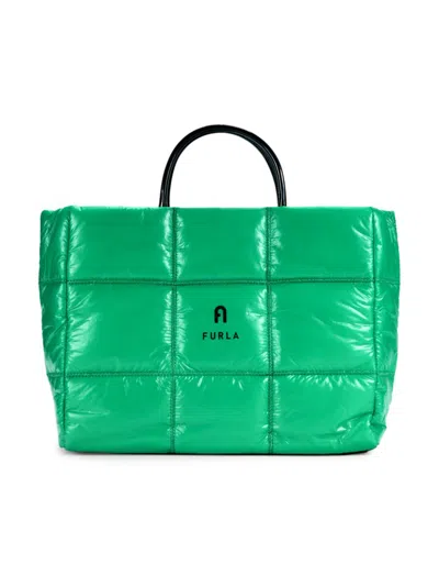 Shop Furla Women's Quilted Puff Tote In Jolly Green