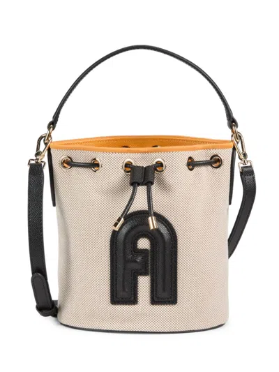 Shop Furla Women's Leather Trim Bucket Bag In Toni Natural