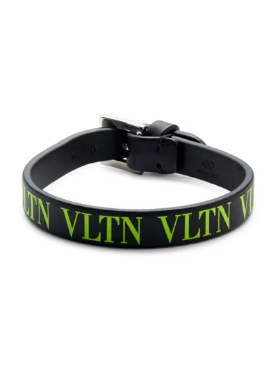 Shop Valentino Logo Leather Bracelet In Neutral