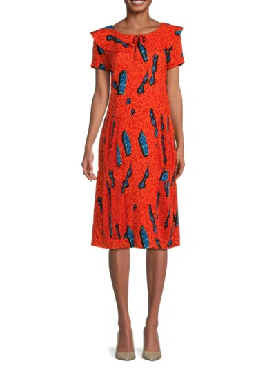 Shop Stella Jean Women's Arrow Print Midi Dress In Orange