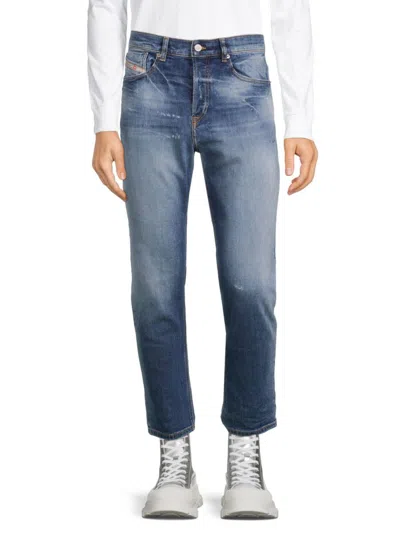 Shop Diesel Men's High Rise Faded Cropped Jeans In Denim