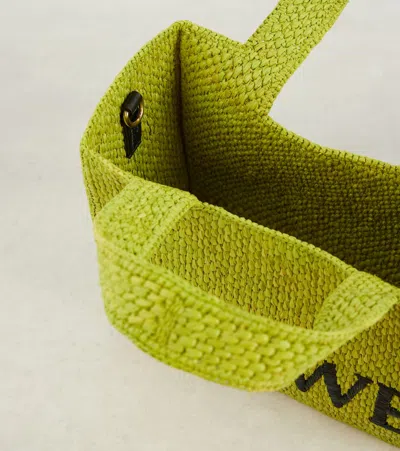 Shop Loewe Paula's Ibiza Font Small Raffia Tote Bag In Green