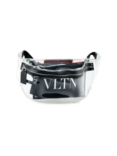 Shop Valentino Men's Logo Transparent Plastic & Leather Belt Bag In Black