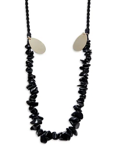 Shop Valentino Women's Obsidian & Resin Beaded Necklace In Black