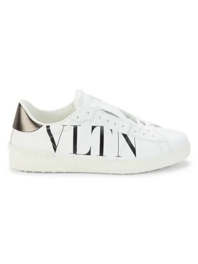 Shop Valentino Women's Logo Platform Sneakers In White Black