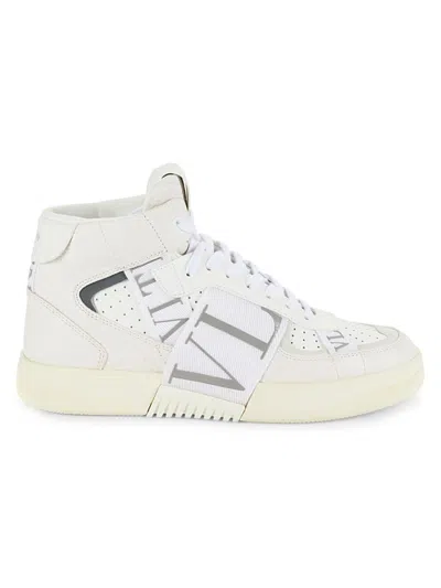 Shop Valentino Men's Logo High Top Court Sneakers In Bianco