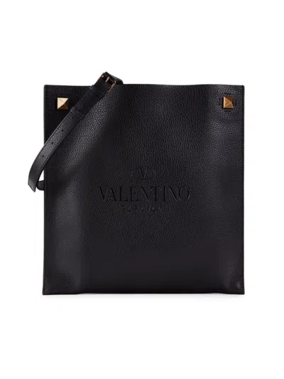 Shop Valentino Men's Rockstud Stud Leather Tote In Nero