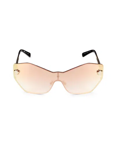 Shop Versace Women's 65mm Shield Sunglasses In Pink Gold