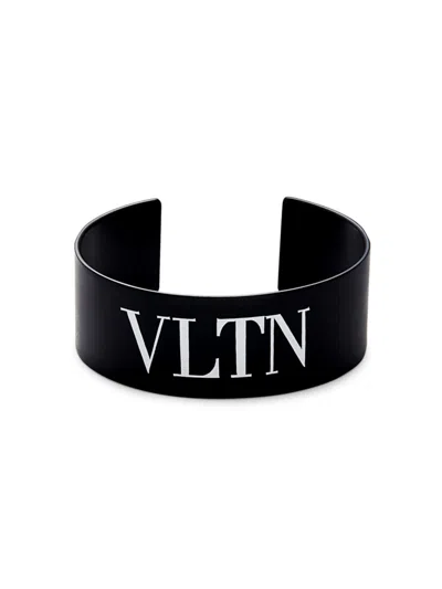 Shop Valentino Men's Blacktone Logo Cuff Bracelet In Brass