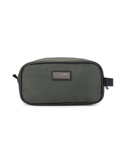 Shop Cavalli Class Men's Logo Plaque Travel Pouch In Army Green
