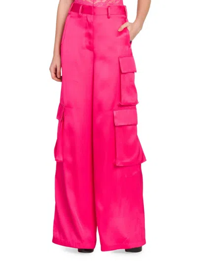 Shop Versace Women's Duchesse Wide Leg Cargo Pants In Tropical Pink