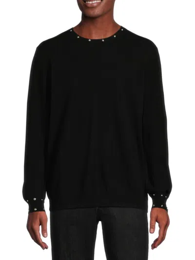 Shop Versace Men's Studded Virgin Wool Blend Sweater In Black