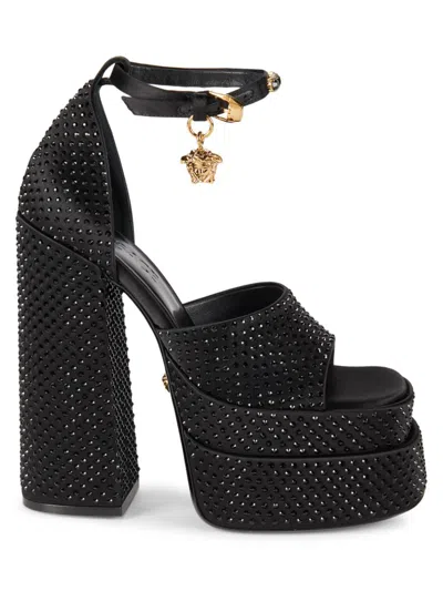 Shop Versace Women's Studded Platform Sandals In Black