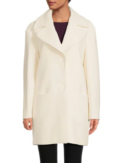 Shop Love Moschino Women's Virgin Wool Blend Car Coat In Cream White