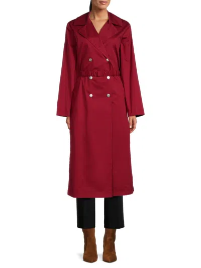 Shop Piazza Sempione Women's Double Breasted Solid Coat In Dark Red