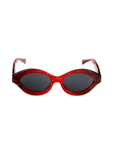 Shop Alain Mikli Women's 55mm Oval Sunglasses In Black Red