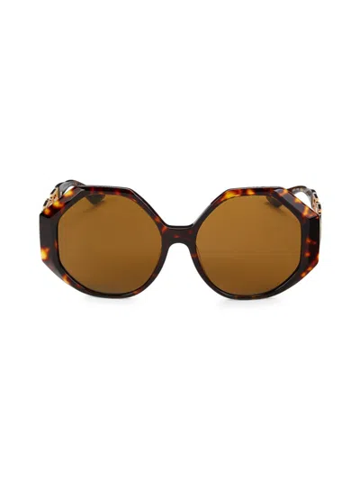 Shop Versace Women's 59mm Geometric Sunglasses In Dark Havana
