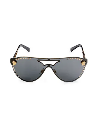 Shop Versace Women's 60mm Embellished Oval Sunglasses In Gold