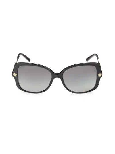 Shop Versace Women's 56mm Butterfly Sunglasses In Black