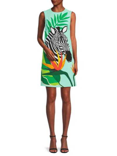 Shop Dolce & Gabbana Women's Print Shift Mini Dress In Light Green