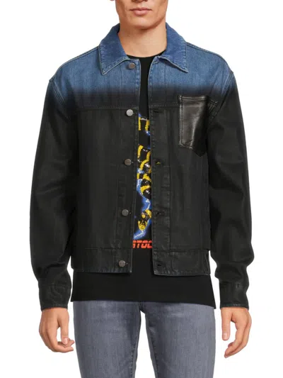 Shop Roberto Cavalli Men's Ombré Denim Jacket In Blue Black