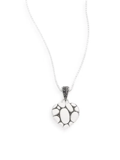 Shop John Hardy Women's Sterling Silver & Black Sapphire Heart Pendant Necklace