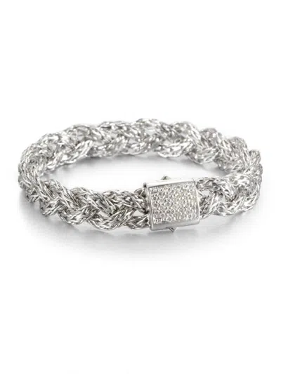 Shop John Hardy Women's Classic Chain Diamond & Sterling Silver Small Braided Bracelet