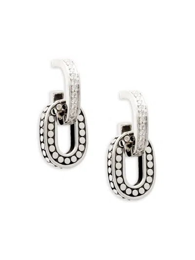 Shop John Hardy Women's Sterling Silver Diamond Embossed Link-drop Earrings